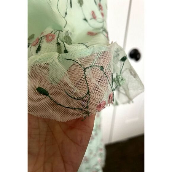 Sweet Salt Floral Embroidered Maxi Dress Mint Green and Pink Plus Size XL - Picture 8 of 8